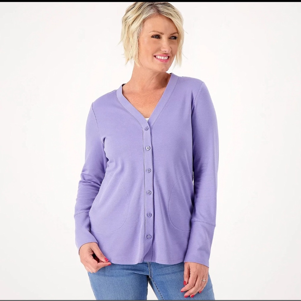 Isaac Mizrahi Lilac Button-Down Women's Top